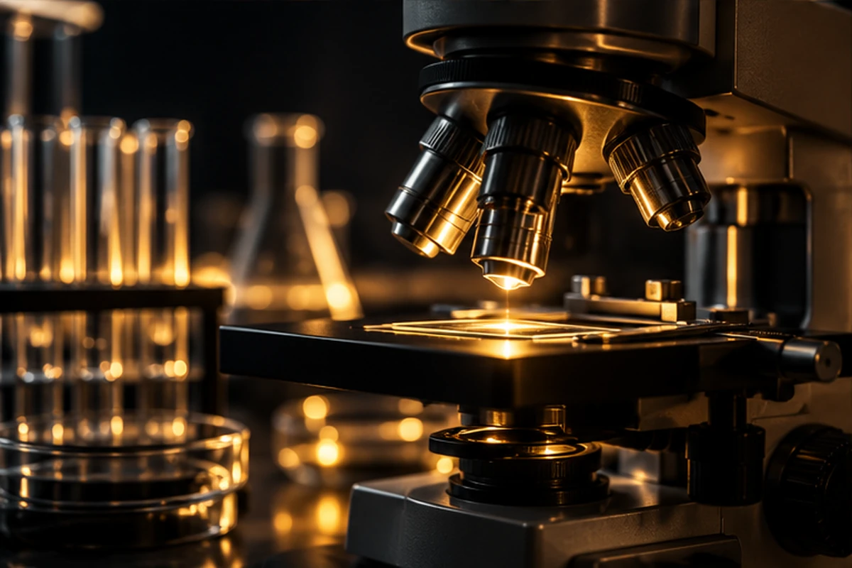 Laboratory microscope and glassware — research and development