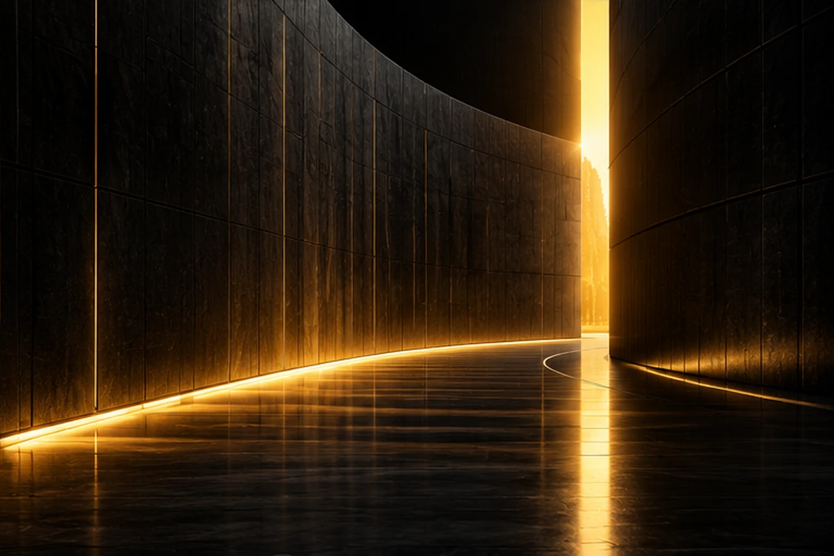 Minimal lit corridor — strategic consulting and management